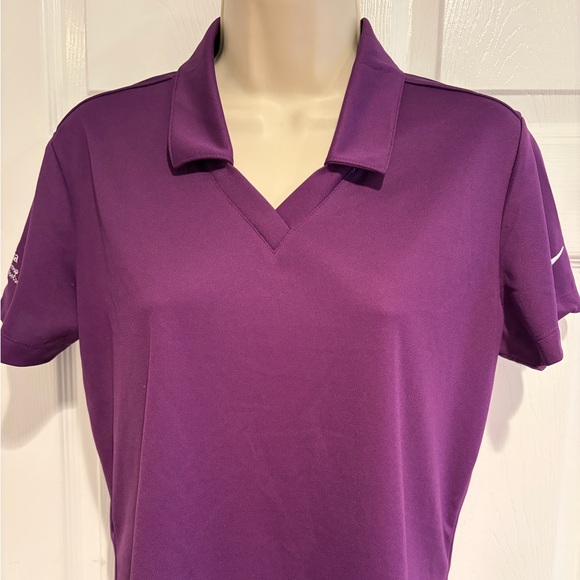 Nike Golf Dri-FIT Purple Polo Shirt Womens Medium NWT Altria Logo Top